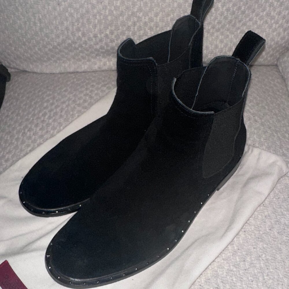 Valentino Garavani Suede Soul Rockstud Chelsea Boots - Black - Men's Size 10